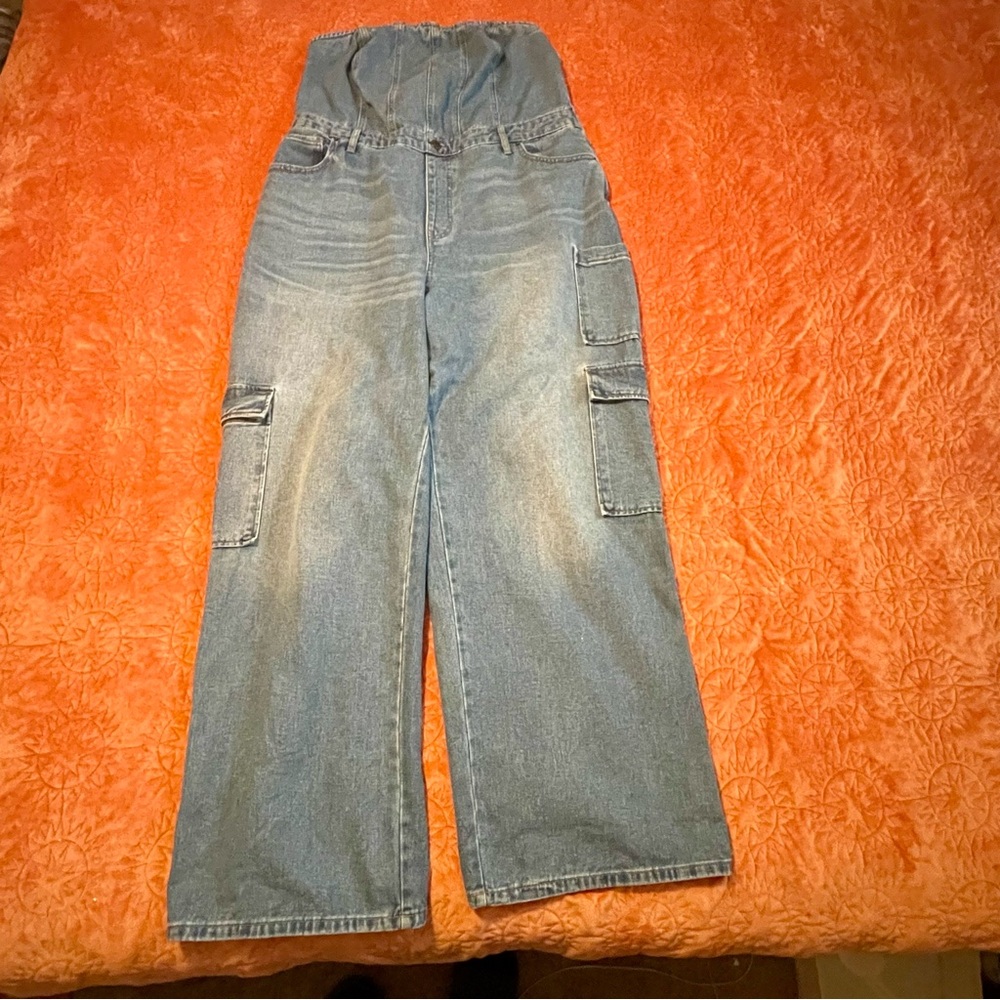 Wild Fable Blue Denim Cargo Jumpsuit